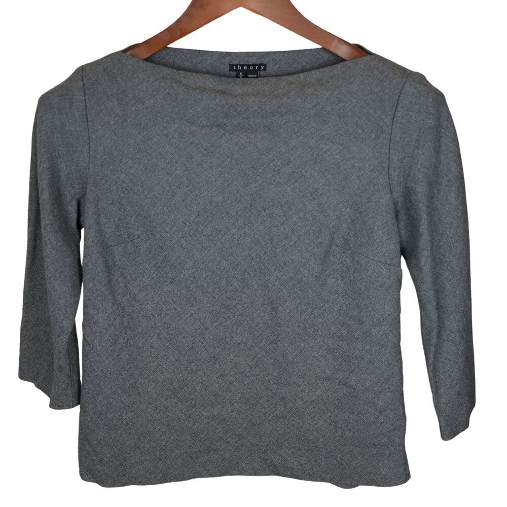 Theory Top  Everyday Basic in Gray Structured Knit Size Small